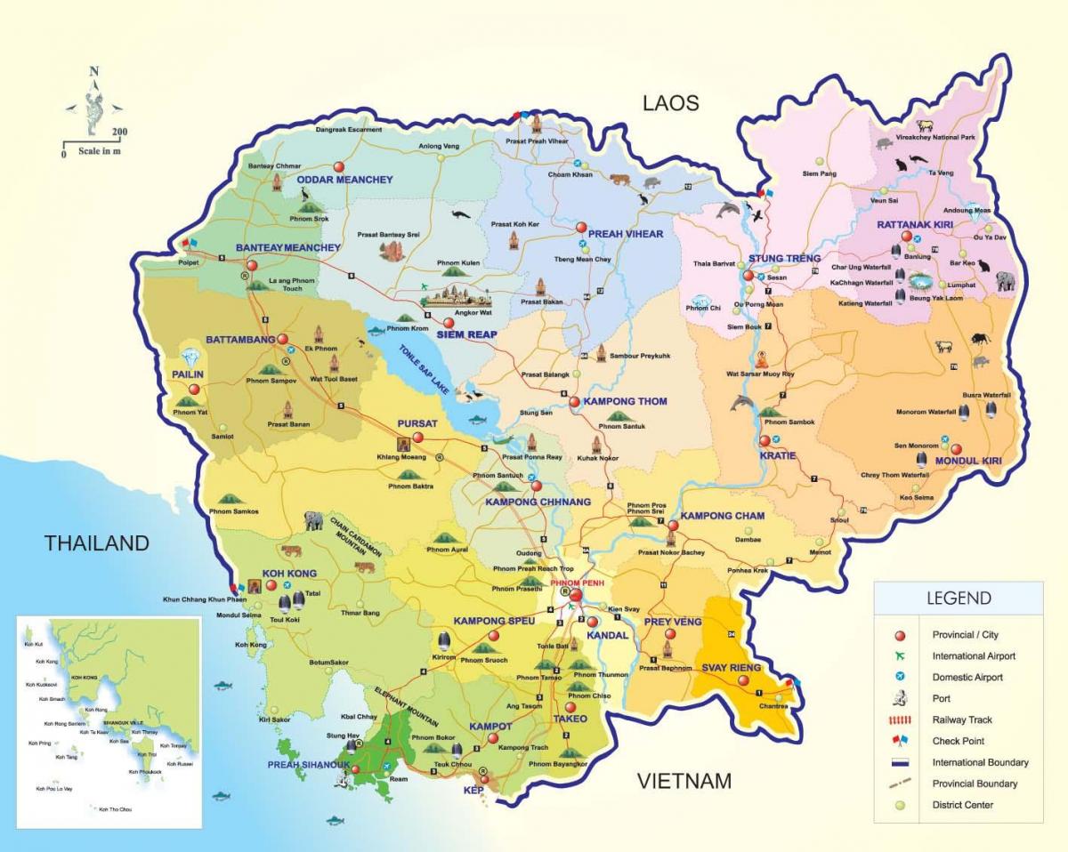 Kamboçya haritası havaalanları